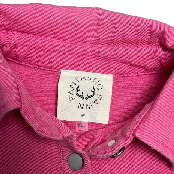 Fantastic Fawn Med Pink Denim Cowgirl Sequin Button Down‎ Raw Hem Barbie Jacket - Picture 6 of 12